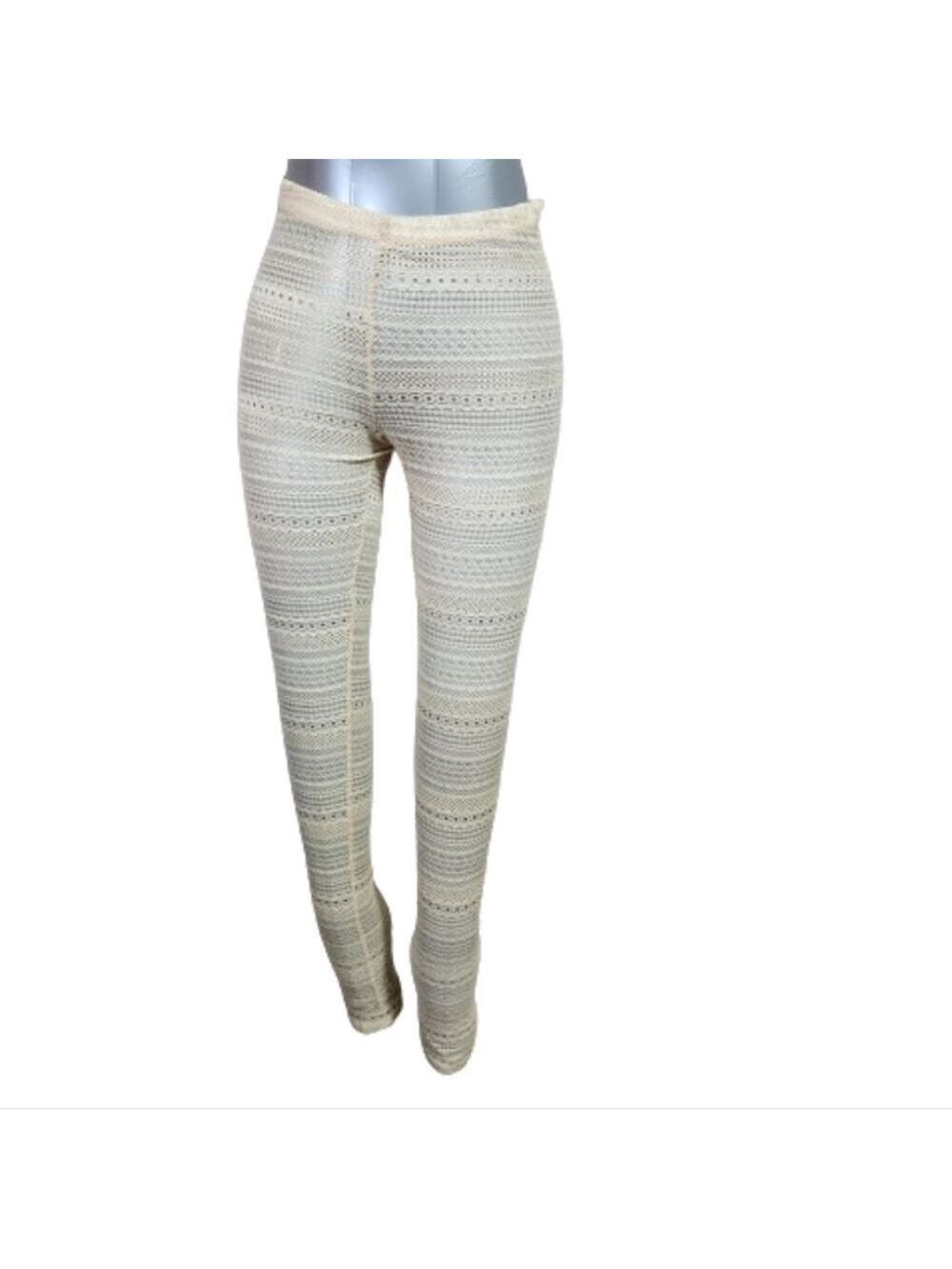 See you Monday sheer skinny lace streched legging color cream size medium